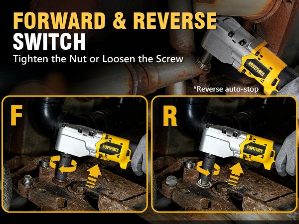 ALLOYPOWER 20V Brushless Right Angle Wrench, 207 Ft-lbs（280N.M） High Torque Cordless Power Tool with 2×2.0Ah Batteries, LED Light, 2-Speed Control, Compact 90° Design for Tight Spaces, yellow  brand inpact  wrench m12 fuel