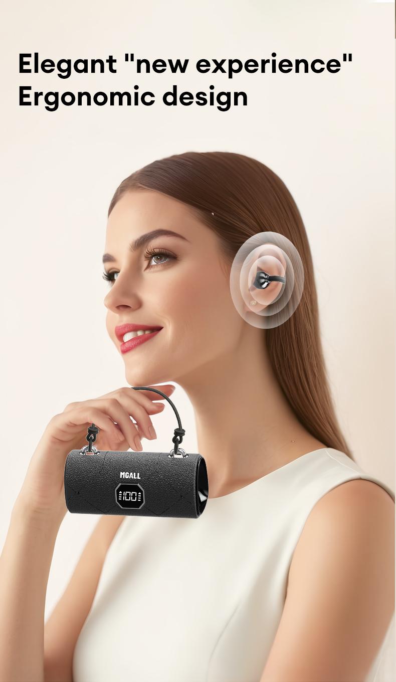 MGALL X22 Fashionable Clip-On Wireless Headphones with Handbag‑Style Light‑Luxury Leather Texture, Comfortable Fit, 2025 Bluetooth 6.0, LED HD Display, HiFi Sound, Sport & Travel Ready, Perfect Gift for Girlfriend,TikTokShop Back to School