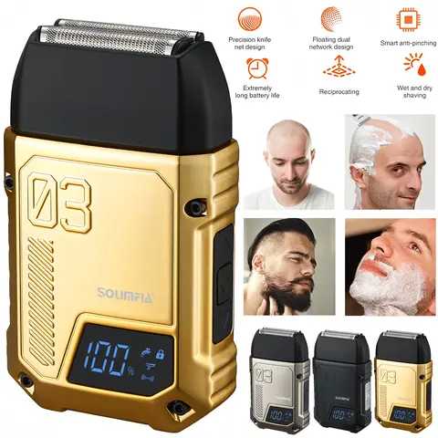 Men's 3-Blade Foil Electric Shaver Kit - Cordless USB Rechargeable 1200mAh Battery, Waterproof ABS Multifunctional Face/Body/Hair Shaver, Precision Beard Trimmer, Wet & Dry Safety Razor with Brush & Charging Cable, Gift for Boyfriend