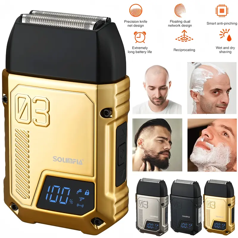 Men's 3-Blade Foil Electric Shaver Kit - Cordless USB Rechargeable 1200mAh Battery, Waterproof ABS Multifunctional Face/Body/Hair Shaver, Precision Beard Trimmer, Wet & Dry Safety Razor with Brush & Charging Cable, Gift for Boyfriend