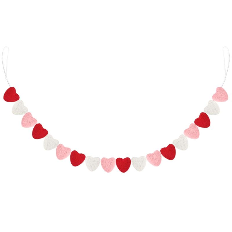 Valentine's Day Decoration Heart Envelope Garland Love Letter Banner Felt Heart Garland Banner Hanging Heart Decorations Rustic Farmhouse Hanging Decor for Wedding Anniversary Gothic Bridal Shower Party Fireplace Mantle Wall Door Room Bedroom Home Decor