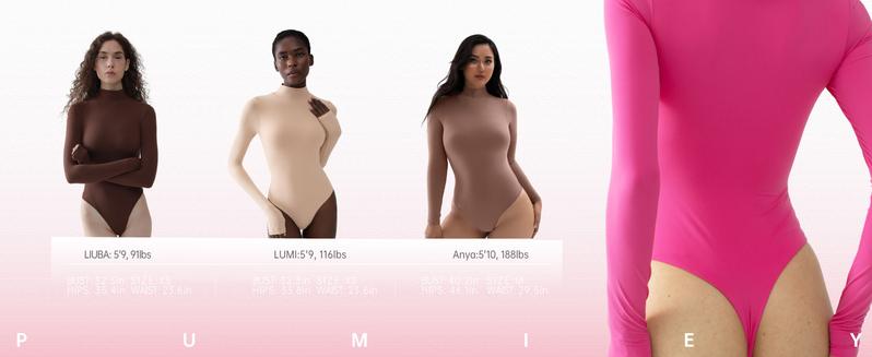 PUMIEY Women's Medium Turtleneck Bodysuit Mock Neck Body Suits Fabric Cozy Layering for Cold Days Longsleeves Womenswear Sharp Collection Basic Casual Minimalist TikTokShopHolidayHaul