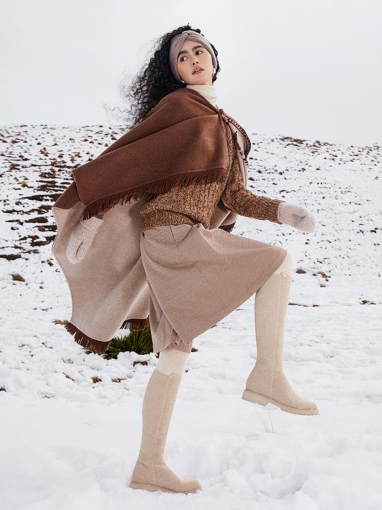 VIVAIA Women Round-Toe Stretchy Wool Knee-High Boots, Wide Calf Friendly, Fashionable and Stylish Boots, Water Repellent Travel Boots, Winter Boots, Knee High Fash high top boot riding Boots (Filipa) SpringStatements