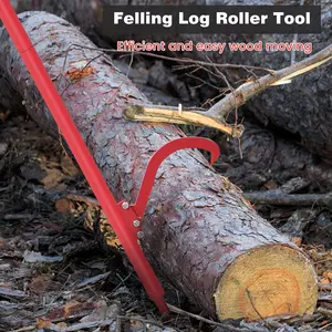 60" Heavy Duty Steel Cant Hook Log Roller & 2-in-1 Wood Jack - Adjustable Logging Tool with Non-Slip Rubber Grip - Perfect for Woodworkers, Loggers, Firewood - Red