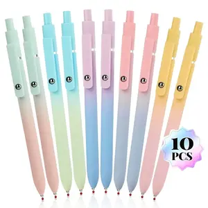 Quick Dry Black Gel Ink Pen, 0.7mm Fine Point Black Ink Gel Pens, Retractable Gel Pen Set, Gradient Color Barrel, Soft Silicone Grip Ballpoint Pen, Smooth Writing, Detachable Design, Ideal for Note Taking, Silent Click, No Smear（10/20pcs）