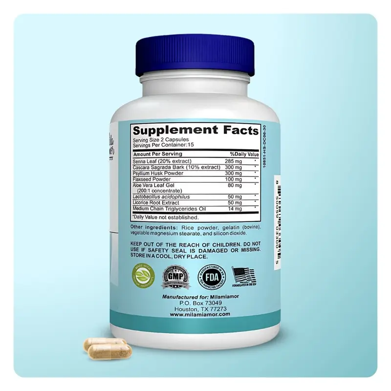 15 Day Cleanse - Gut and Colon Support | Caffeine Free | Advanced Formula with Senna, Cascara Sagrada, & Psyllium Husk | Non-GMO | 30 capsules 4