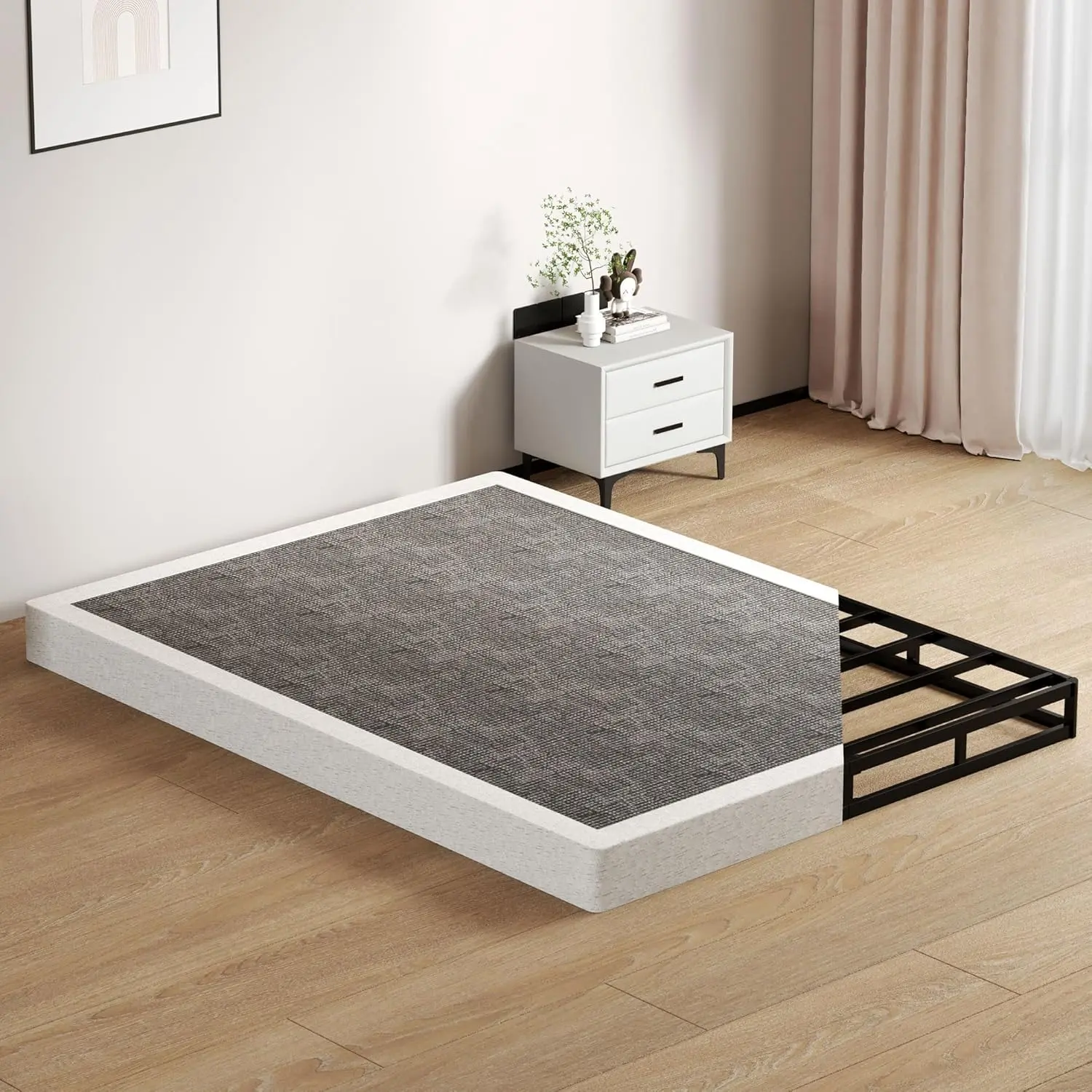Cal  Metal Box Springs - 5 Inch Low Profile Heavy Duty Black Basics Bed Base Non Slip Box Spring Mattress Foundation, Easy Assembly, No Noise