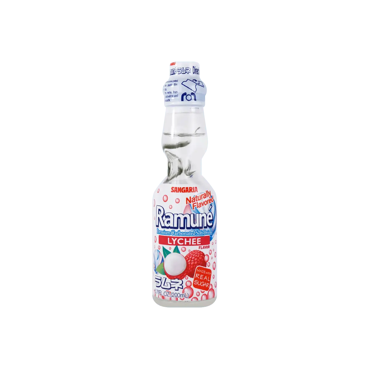 SANGARIA Japanese Lychee Flavor Ramune Soda - 200ml Refreshing Drink