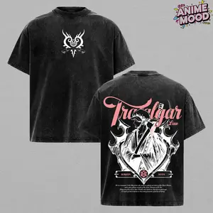 Trafalgar D. Water Law One Piecee Anime T-Shirt, Surgeon Of Death Pirate Captain Tee, Heart Pirates Logo Graphic Shirt, Vintage Washed Oversize Streetwear, Japanese Manga Fan Apparel, Unisex Anime Clothing, Law Tee