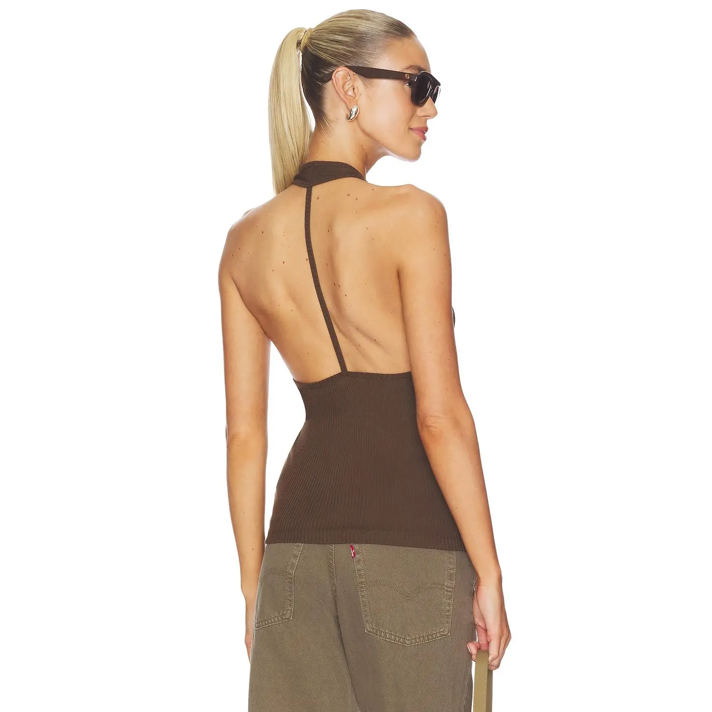 Helmut Lang Halter Strap Tank Top in Bistre