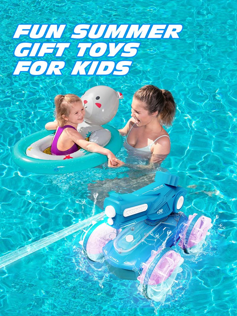 All Terrain Road RC cars for kids amphibious tank model automatic water spray toycar with light effects, summer toys, children/adulttoys Rctoys