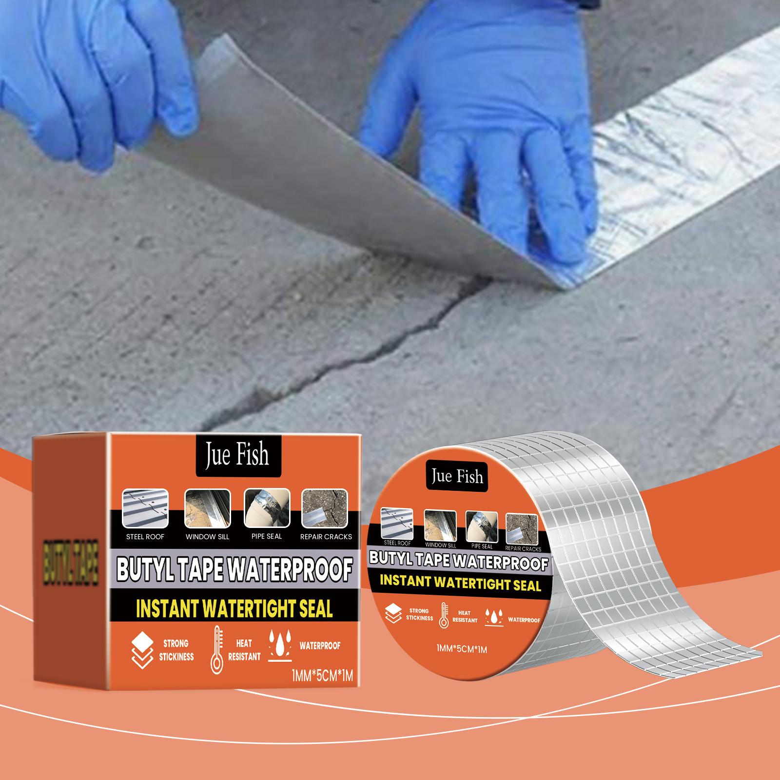 JUE FISH Waterproof Butyl Tape – Roof Leak Repair, Moisture-Proof, Strong Adhesive Self-Adhesive Aluminum Foil Waterproof Roll