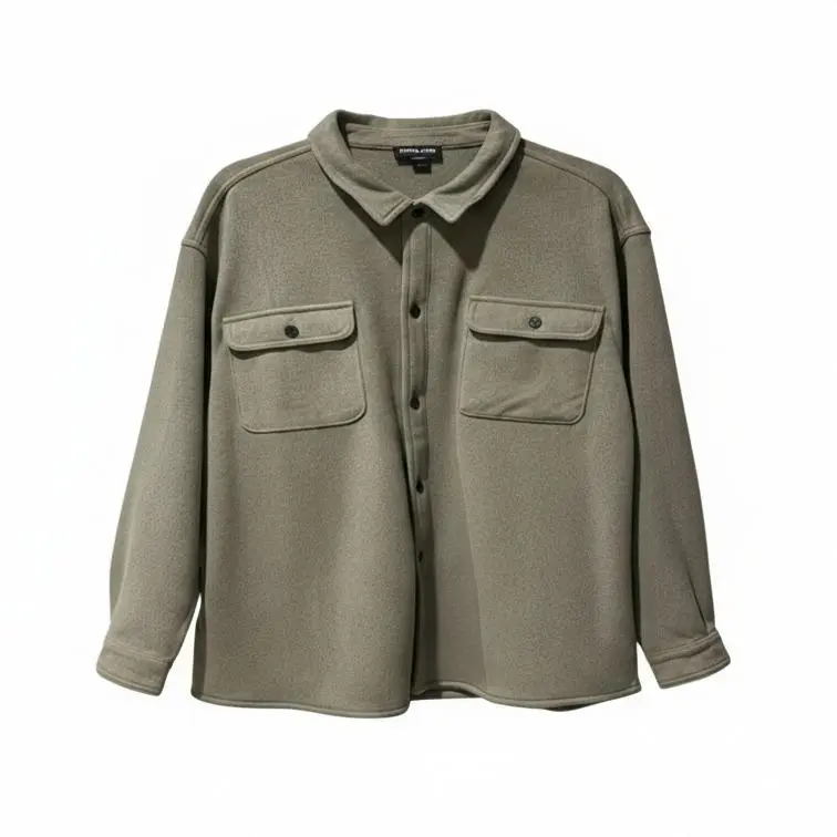 Men’s Button-Down Overshirt Shirt Jacket | Relaxed Fit Casual Shacket with Chest Pockets | Long Sleeve Layering Top for Fall & Spring | Size 2XL |  Trendy Black Bomber Windbreaker Jacket