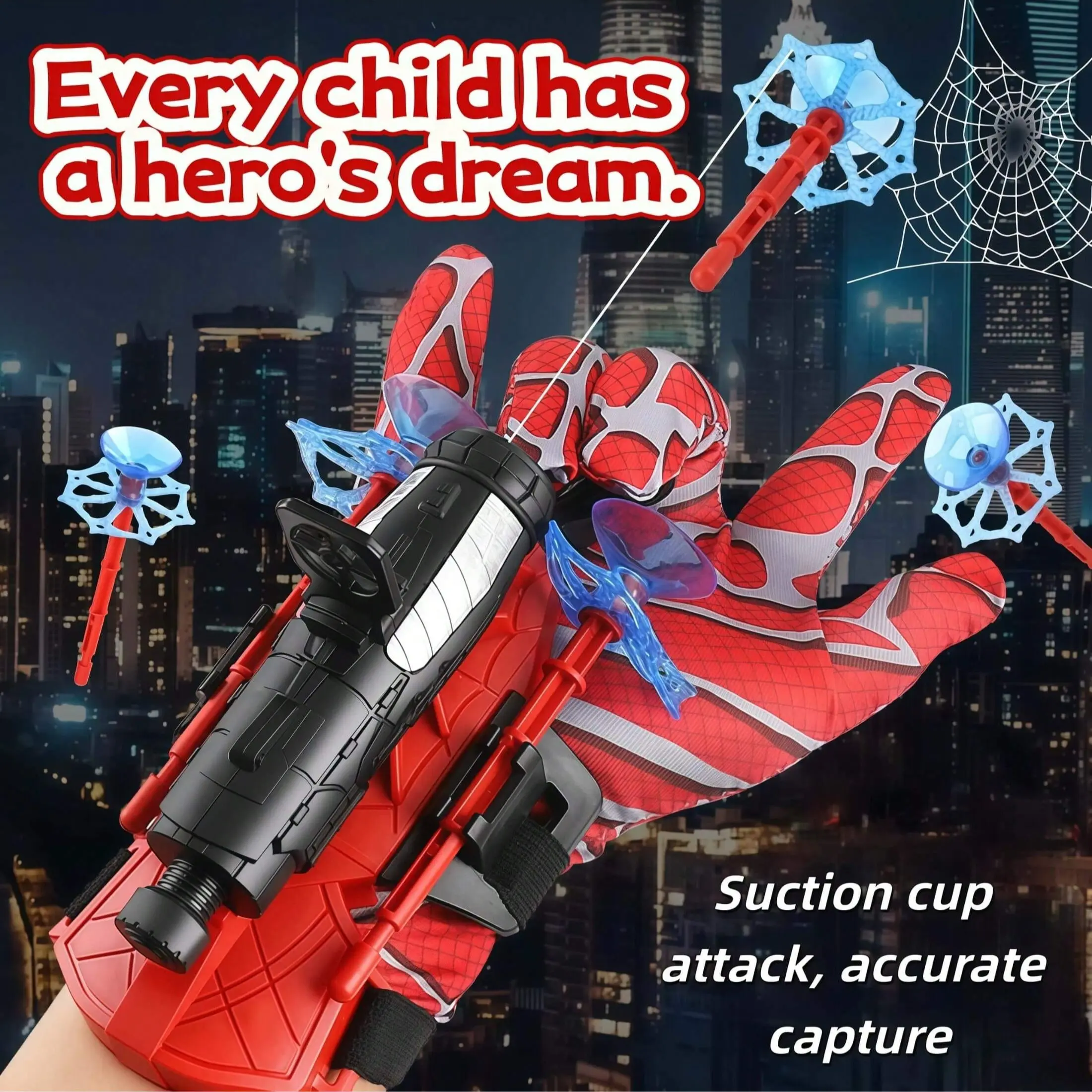 Spider Launcher Toy, Spider Silk Hero, Soft Bullet Launching Glove, Soft Bullet Feature, Fun Kids Playset, Interactive Play, Durable Design, Durable Construction, Perfect Gift for Children
