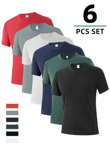 Mens Athletic Fit Quick Dry T Shirt 6 Pack - Moisture Wicking Textured Workout Shirts Breathable Lightweight Short Sleeve Activewear for Gym Running Training Fitness