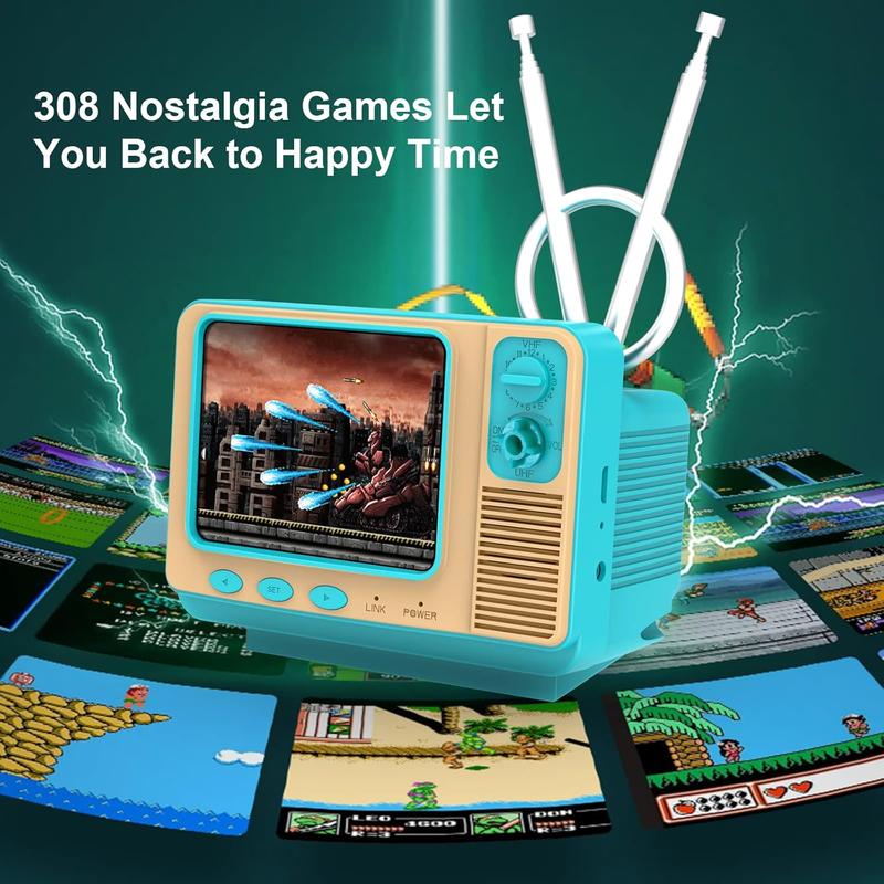 GV300S Retro Games Console with 308 Classic FC Games 3.0" TFT Screen Handheld Controller TV Support Rechargeable Battery Ideal Gift for Kids Adults built-in classic game