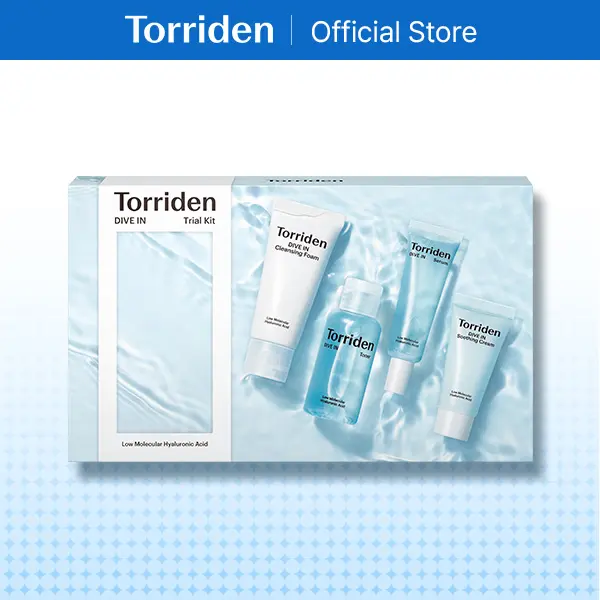 [Torriden Official] DIVE IN Trial Kit (Face Wash + Toner + Serum + Cream) | 4-step Hydrating Starter Set for Daily Korean Skincare, Hyaluronic Acid, Soothing, Moisture