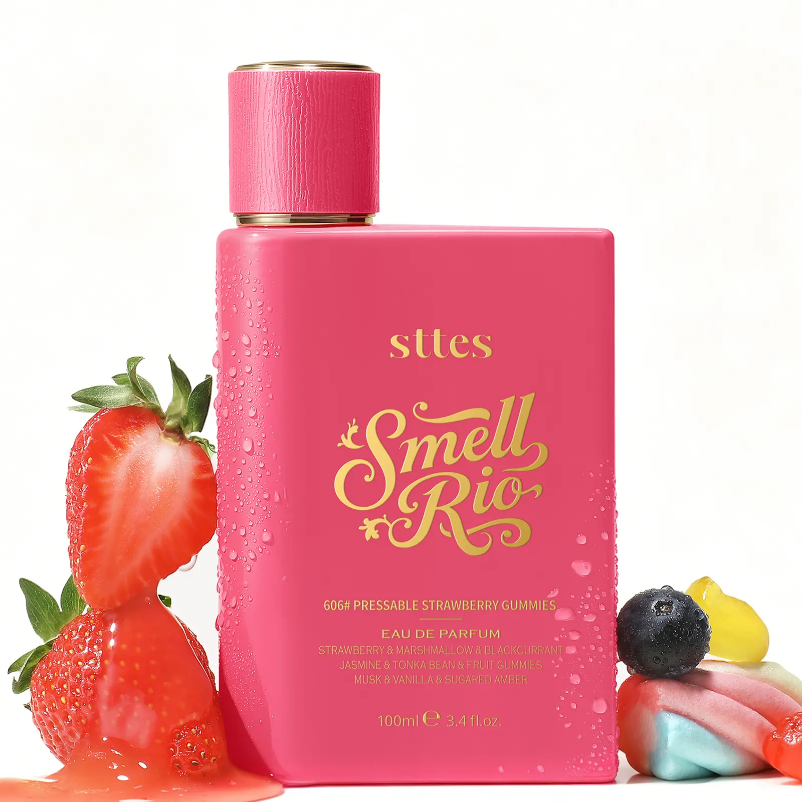 New Sttes Perfume 606# (Pressable Strawberry Gummies) – Eau de Parfum for Women – Richer Scent, Longer Lasting – Strawberry, Marshmallow, Fruit Gummies, Vanilla – Perfumes & Fragrances(100ml / 3.4 fl oz),back to school