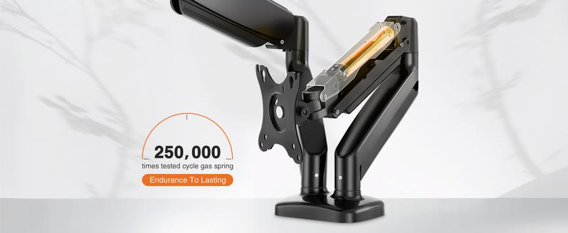 Monitor Stand - Adjustable Desk Mount Arm for 15 - 27  Inch Monitors, Supports up to 17.6lbs, Heavy Duty Screen Mount with Gas Spring, Clamp & Grommet Base, VESA Bracket 75/100 Compatible