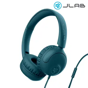 JLab Studio 2 Wired On-ear Headphones with 40mm Drivers Tangle-Free Braided Nylon Cord 3.5mm Aux Cable Lab Quality Sound Wired Headphones with Microphone for Music Calls and Everyday Use - Electronic