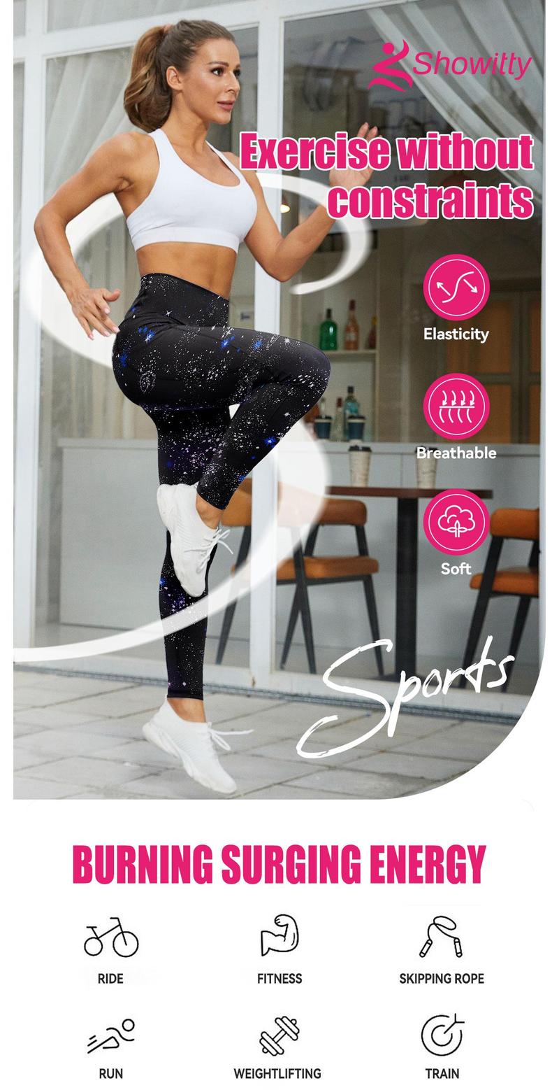 SHOWITTY Women's High Waisted Tummy Control 1/3 Pack Leggings with Pockets – Non See-through Stretchy Yoga Pants for Workout