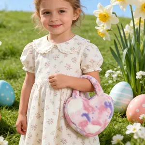 Easter Handbag Plush Doll for Girls – Cute Furry Tote Bag with Heart & Animal Designs, Soft Stuffed Purse for Kids, Perfect Birthday Gift & Christmas Present, Fashion Toy Bag for Toddler Girls Cat Lovers  7-Inch