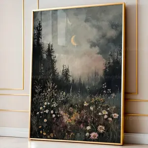 Dark Moody Flower Field Art, Dark Cottagecore Art, Dark Wildflower, Moody Art, Dark Print, Moody Florals P