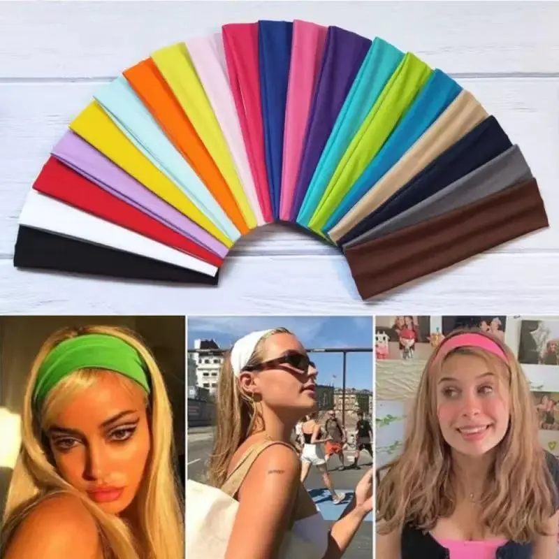 Women's Multi-Color Sports Training Headbands, Workout Headbands, Gym Headband, Elastic Sweat-Absorbing Hair Bands, Yoga Running Exercise Fashion Accessories,  Headband suitable for all seasons, Random one