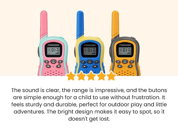 FOREDOM Walkie Talkie for Kids 3 Pack Long Range with Flashlight 2 Way Radio 22CH with Adjustable Lanyards Toys for 3+Year Old Boys & Girls Camping Birthday Gifts