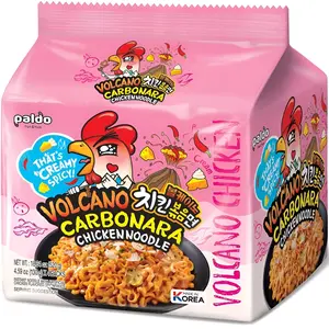 PALDO FUN & YUM Volcano Carbonara Creamy Spicy Chicken Noodle, 4.59 Ounce (Pack of 16)