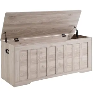 47.2" Large Storage Ottoman Bench with Lid, Wooden Toy Chest Trunk with Soft Close Hinges, End of Bed Footstool Storage Bench for Bedroom, Living Room Furniture, Easy Assembly