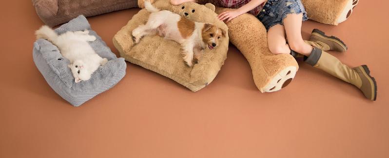 Lesure Teddy Bear Sofa for Small Pets - Valentine’s Day Gift for Fluffy & Warm Cute Couch for Indoor Cats, Fuzzy Cat Sofa with Removable Washable Cover, Supportive Pet Chair with Cute Teddy Bear Design, Perfect for Autumn & Winter Home