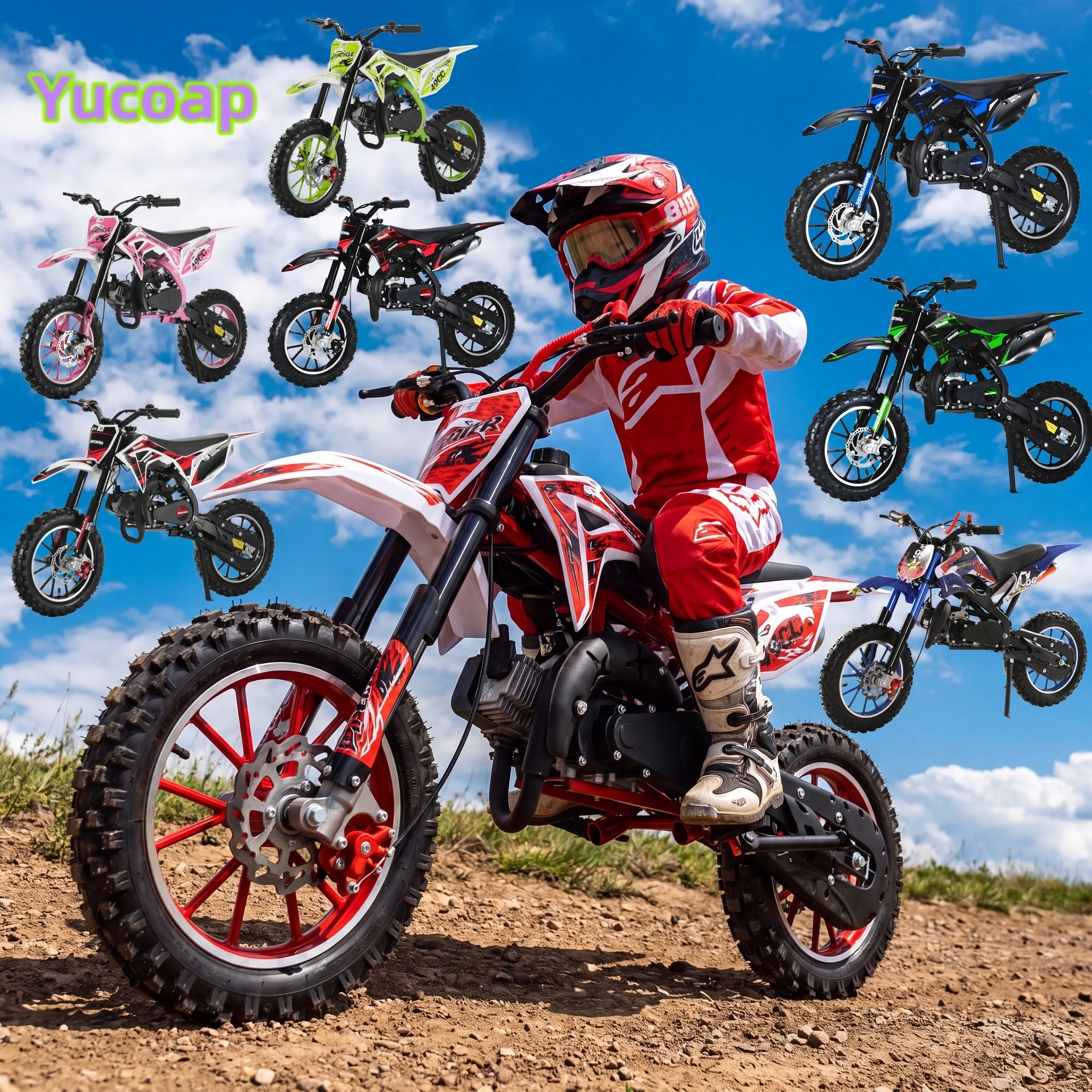 [Summer Sale] YUCOAP Kids Dirt Bike Ride-On Toy Vehicle, Ideal Gift for Childhood Memories, Multiple Styles & Colors Available, Full Range of Types (Red Included)