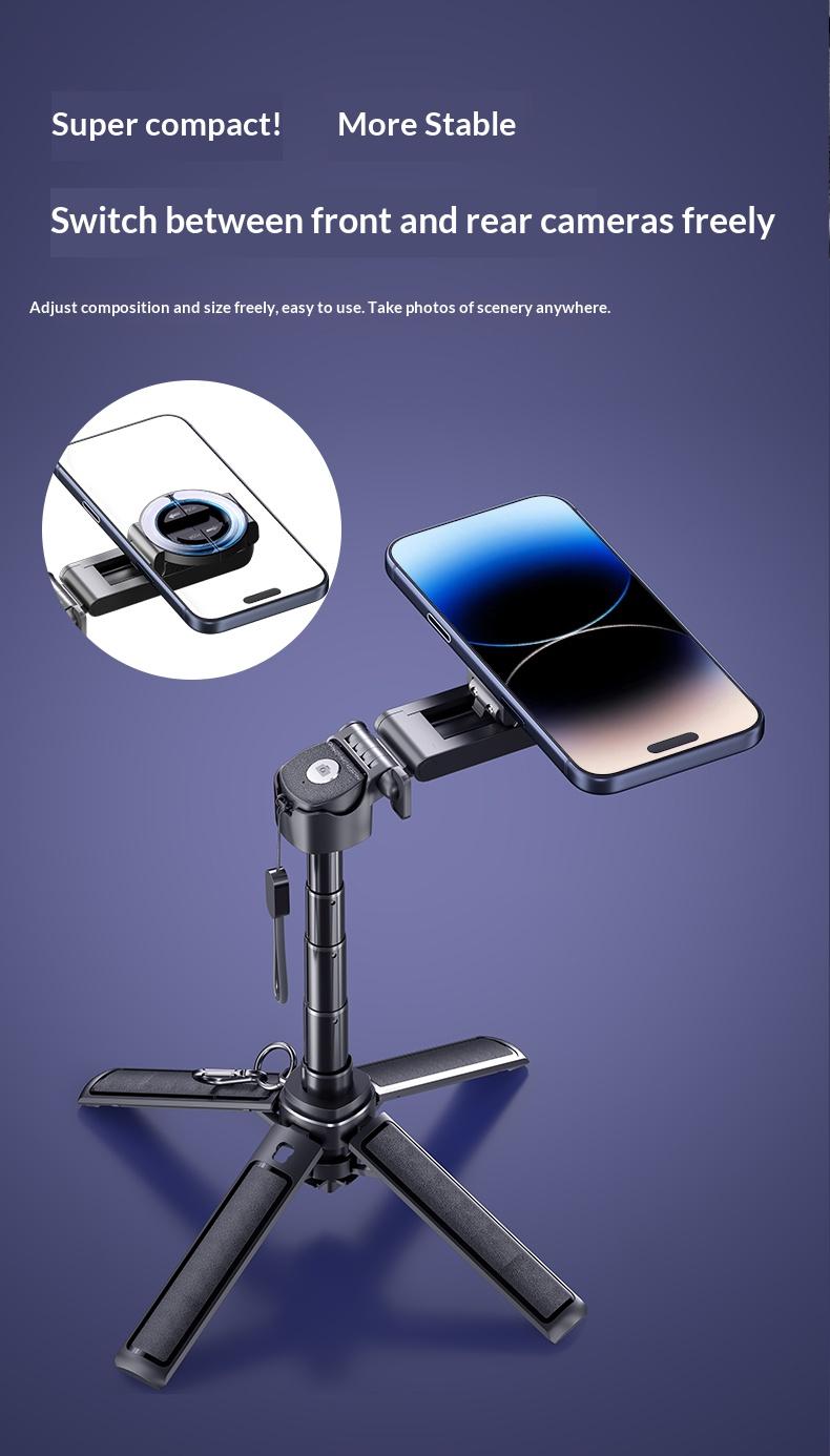 New Upgrade magnetic & clamp selfie stick with 360 Rotation Portable Wireless Bluetooth control magnetic phone stand for selfie Video recording Vlog Compatible with most phones-Maxinum extend to 21.25 inches, Valentine's Day