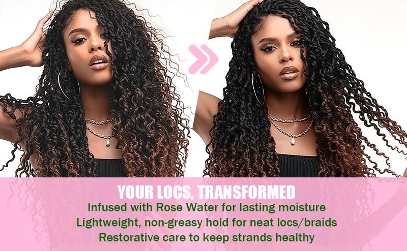 Locking Gel and Loc Brush for Styling and Securing Locs with Rose Water Moisturizer Lightweight Restorative Strong Hold