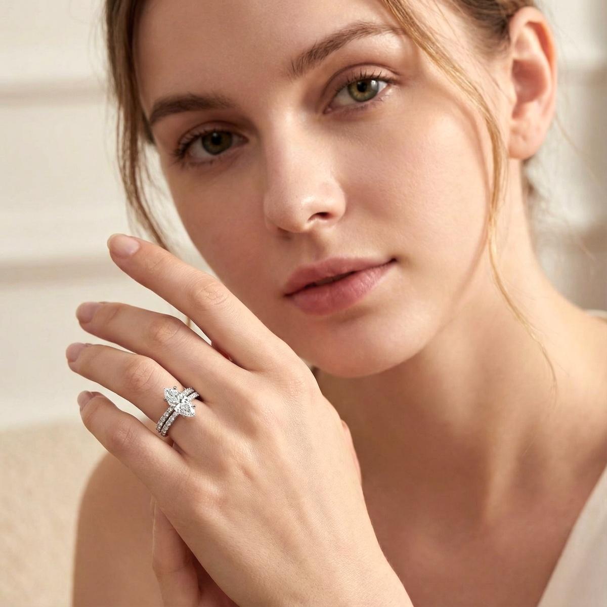 Delzzad 2.5ct Beyond the Horizon Ring Wedding Set Stacking Ring Marquise Cut VVS Synthetic Moissanite Ring Jewelry S925/Copper Band Perfect Birthday Engagement Wedding Anniversary Christmas Valentine's Day Gift Delzzad 2.5ct Beyond the Horizon Ring Wedding Set Stacking Ring Marquise Cut VVS Synthetic Moissanite Ring Jewelry S925/Copper Band Perfect Birthday Engagement Wedding Anniversary Christmas Valentine's Day Gift