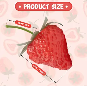 20 Pieces Artificial Strawberries Fake Strawberries Lifelike Red Realistic Plastic Fruit for Kitchen Party Decoration Photo Prop,S Size