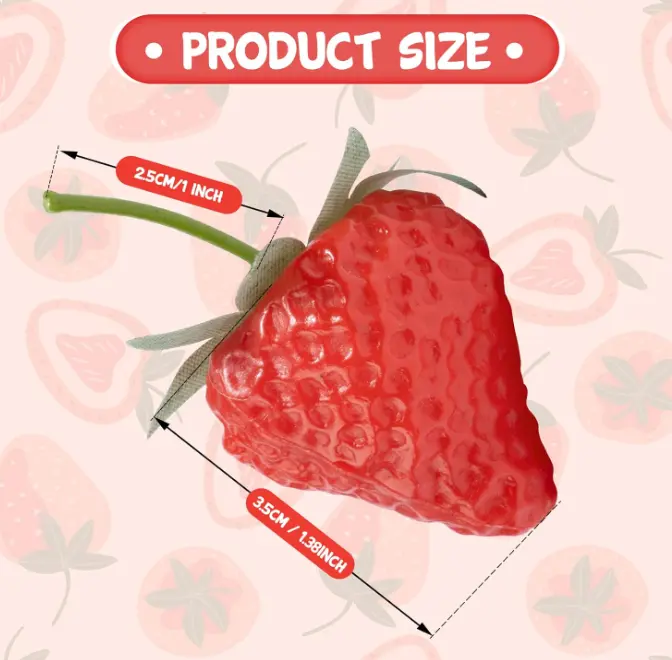 20 Pieces Artificial Strawberries Fake Strawberries Lifelike Red Realistic Plastic Fruit for Kitchen Party Decoration Photo Prop,S Size