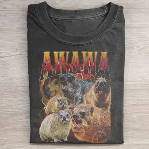 Comfort Colors Funny AWAWA Hyrax Meme T-Shirt , Vintage 90s Screaming Animal Heavy Metal Graphic Tee, Unisex Fit Design, Gift for Men and Women