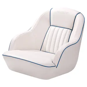Pontoon Boat Seat, Captains Bucket Boat Seat, Back Folding Boat, Boat Cabin Seating (White/Blue)