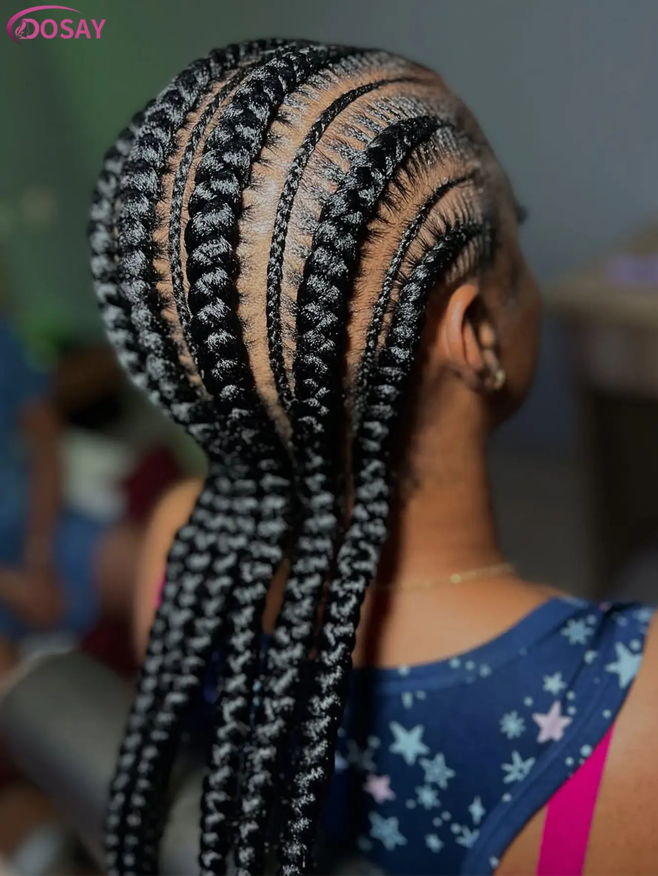 DOSAY 36Inch Long Synthetic Full Lace Front Braided Wigs Straight Cornrow Braids Wig For Black Women With Baby Hair Locs Goddess Braids Wigs