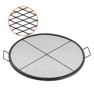 VEVOR X-Marks Fire Pit Grill Grate,  , Round Cooking Grate, Heavy Duty Steel Campfire BBQ Grill Grid with Handle and Support X Wire, Portable Camping Cookware for Outside Party & Gathering, 36 Inch Black