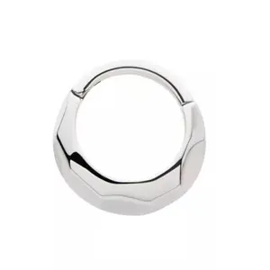 Polished Hammered Domed Thick Hoop Hinged Segment Ring - 316L Stainless Steel