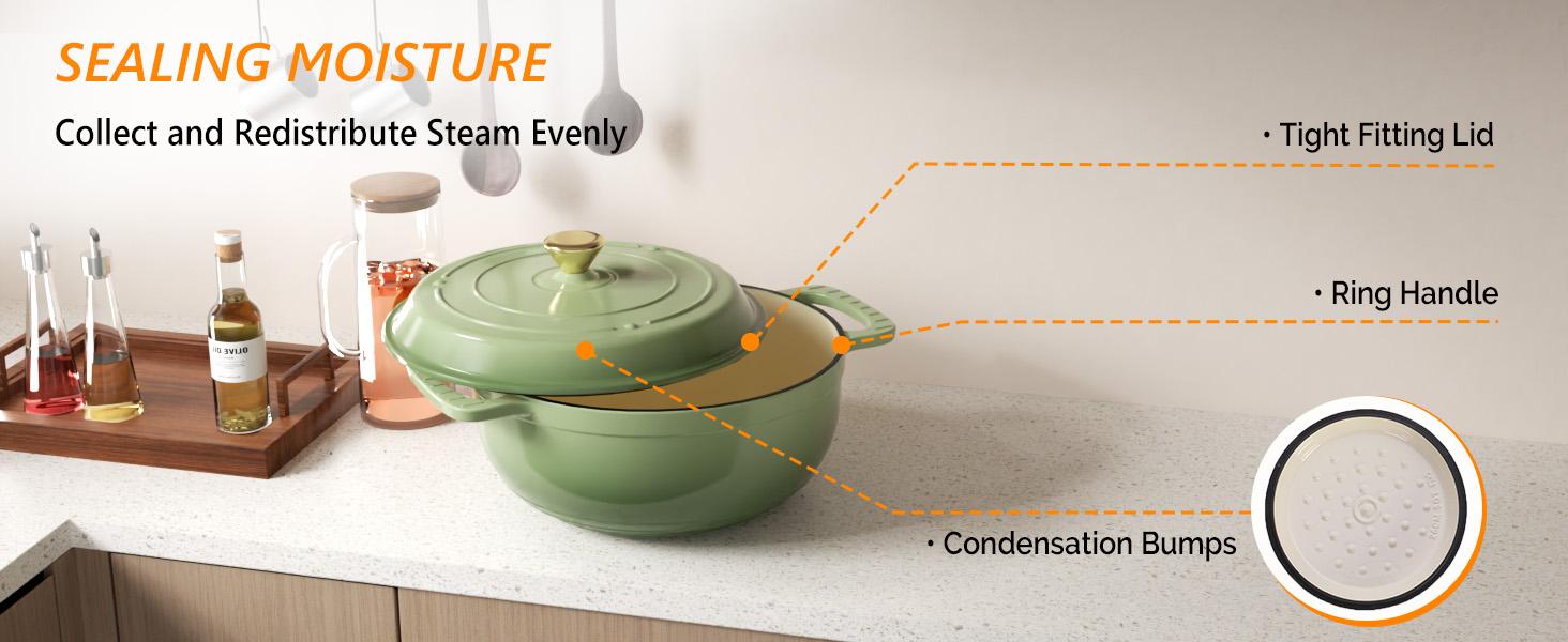 ROVSUN Enameled Cast Iron Round Dutch Oven, 5/6/7.5QT Pot with Lid &Dual Handles with Silicone Gloves,Oven Safe up to 500°F, Heavy-Duty Pre-Seasoned Cookware for Bread Baking, Braising, Stews, Roasting,TikTokShopBlackFriday SpringStatements