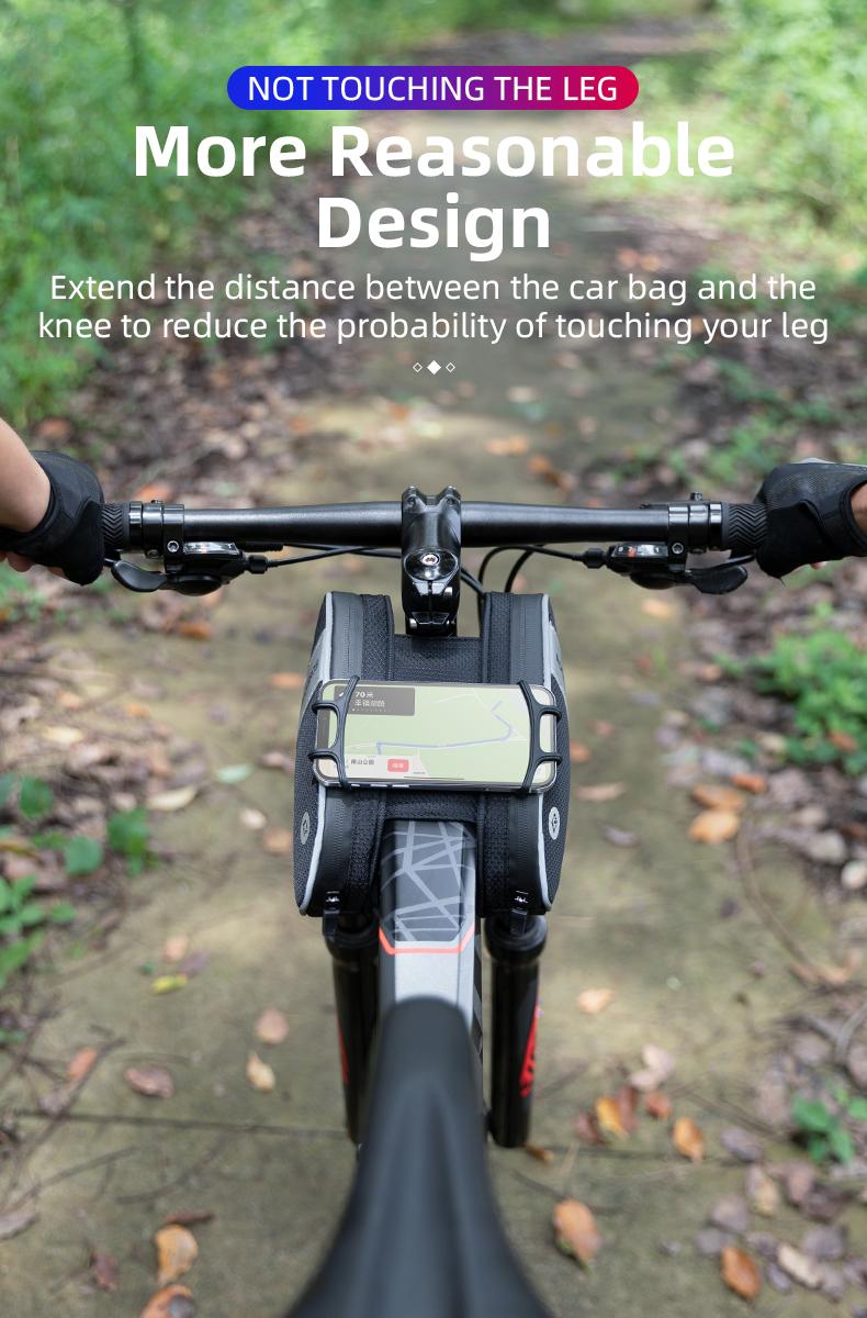 ROCKBROS Bike Front Frame/Handlebar Phone Mount Bag Top Tube Bike/Bicycle Bag Waterproof Cycling Accessories Bike Pouch with 360° Rotation Phone Holder Fit Smartphone Below 6.7''