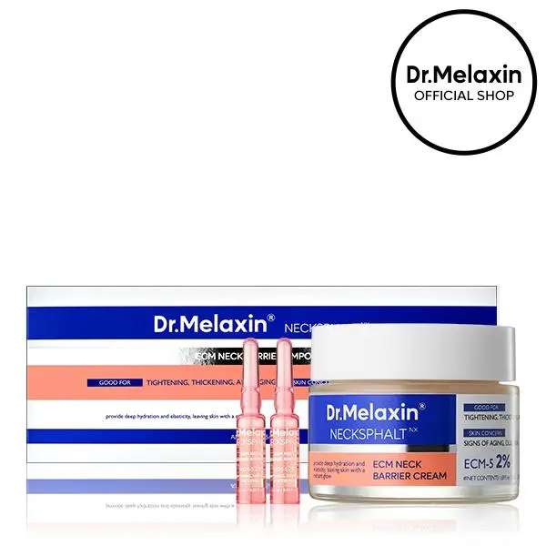 [Dr.Melaxin Official] Necksphalt ECM Neck Lifting Duo Set | Necksphalt ECM Neck Cream 50ml + Neck Ampoule 1.5ml x 10 | Firming, Elasticity & Wrinkle Care
