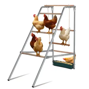 Chicken Perch with Swing, Sturdy Chicken Roosting Bars with Food Box for Backyard Farm, Chicken Perch for Coop