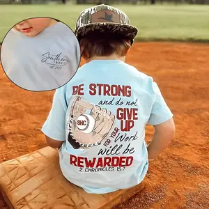 Be Strong and Do Not Give Up  Baseball T-Shirt, Christian Baseball T-Shirt, Faith Sports Shirt, 2 Chronicles 15:7 Scripture Tee, Baseball Player Inspirational Shirt Gift, Game Day Shirt, Family Matching Outfit