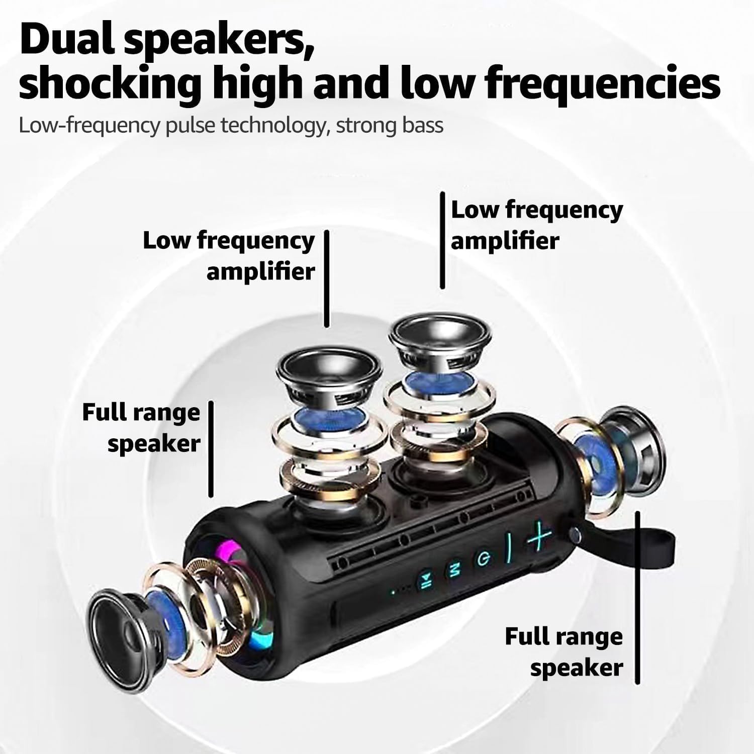 ZZA Portable Wireless Speaker，Powerful 360° Sound, 24W Audio with Impactful Bass, 1600AH Battery, IPX6 Waterproof, Shockproof, TWS Stereo, Speaker Wireless for Outdoor Beach Pool subwoofer Weatherproof Loudspeaker System Durable speaker bluetooth speakers