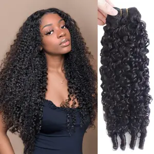 QVR Burmese Curly Bundles Human Hair Spiral End Quick Water Wave Human Hair Bundles Extensions 3Pcs for Women 18 20 22 inch Natural Black